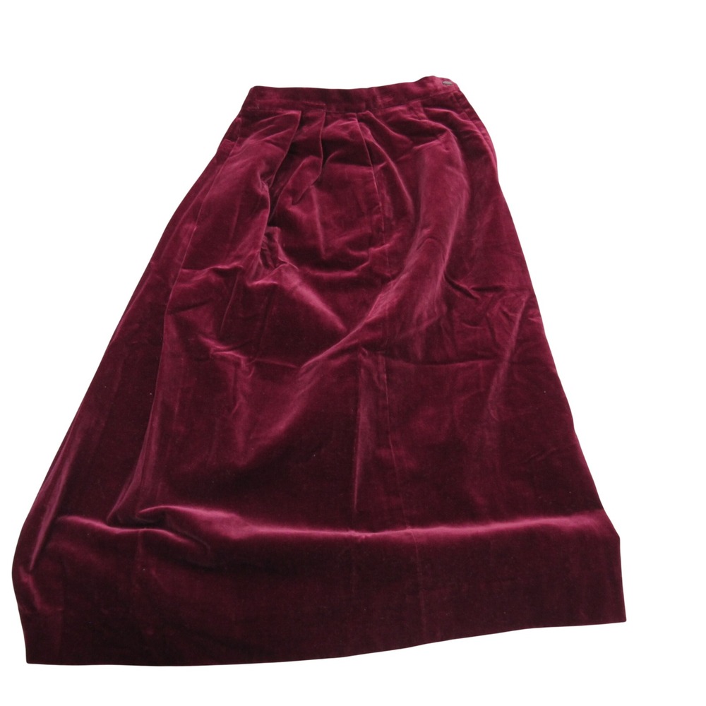 Jones New York Vintage Burgundy Cotton Velvet‎ Pleated Maxi Skirt Womens 6